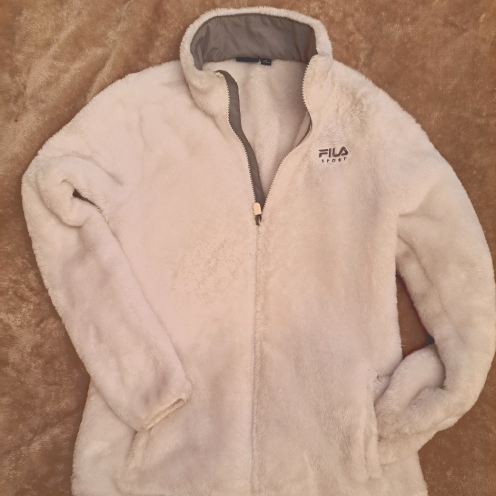 Fila Sport Fuzzy White Zip Up Jacket